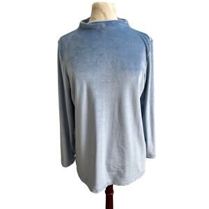 Lands End Mock Neck Velvet Blouse Petite Medium